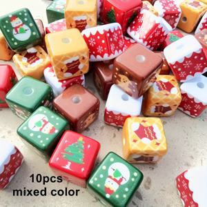 TEMU 10개 크리스마스 아크릴 비즈 세트 - 눈사람, 눈송이, 트리, 순록 & 동물 디자인 DIY 주얼리, 팔찌, 키체인 및 공예용