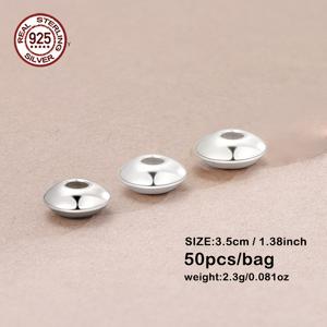 TEMU 50개/백 Luxe 925 스테링 실버 우주비행선 차밍 - 3.5mm 스페이서 비즈 스택 가능한 팔찌 및 목걸이용 | 다용도 보석 제조 용품