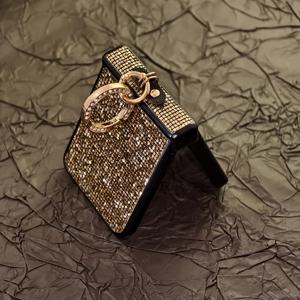 TEMU 플립 시리즈 스타일리시 폰 케이스, 럭셔리한 디자인과 반짝이는 시퀸 장식, 인조 도금 링 버클 포함