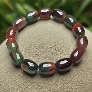 TEMU 우아한 천연 그린 아게트 팔찌 - 빈티지 스타일, 무코팅 및 무처리, 일상 착용이나 선물용으로 이상적, 남녀 모두에게 완벽한 일상 착용 팔찌|빈티지 스타일 팔찌|천연석 팔찌