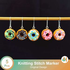 TEMU 도넛 모양 컬러 코드 스프링클 뜨개질 마커 5개 세트 - 뜨개질 & 크로셰 호환 - Domi Happy 오리지널 도넛 디자인 - 실 공예용 (뜨개질 카운팅에 완벽) - 뜨개질 패턴 & 케이블 바늘에 이상적