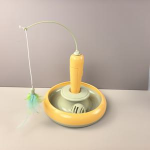 TEMU 고양이 장난감, 깃털 낚시대 스티커 + 고양이 스피너 장난감 세트, 분리 사용 인터랙티브한 재미있는 장난감, 실내 고양이 자체 엔터테인먼트, 활동 증가, 지루함 감소, 선택 가능한 색상, 배터리 없음