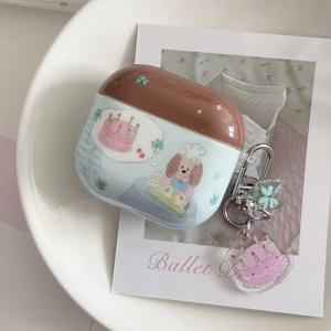 TEMU 애플 에어팟 프로 2 / 에어팟 프로 / 에어팟 4 / 에어팟 3 / 에어팟 2용 생일 케이크 강아지 + 펜던트 이어폰 케이스 - 세련되고 미니멀한 디자인