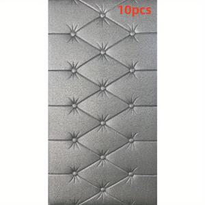 TEMU 10개 세트 자체 접착 벽지 패널 - 럭셔리 텍스처 3D 벽지, 광택 마감, 거실/침실/욕실용 탈부착 가능 벽지 - 간편한 접착 설치, 모던 홈 데코 (그레이/블랙/화이트/베이지/브라운/그레이) - 벽 & 천장 장식용 비닐 벽지