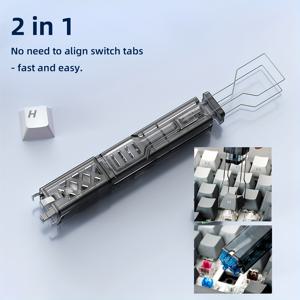 TEMU 업그레이드 버전 - 4클로 디자인, 반투명 블랙, 컴팩트 핫스왑 가능한 키보드용 마그네틱 스위치 풀러 & 키패프 리무버 2-in-1 도구 세트