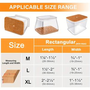 TEMU 24개 실리콘 의자 다리 보호대 - 나무 바닥용 미끄럼 방지 가구 패드, 스크래치 방지 바닥 보호대, 나무 의자용 투명 사각 패드와 나무 베이스, 가정 및 사무실 사용에 이상적, 사무실 의자 보호 | 투명 디자인 | 내구성 있는 바닥 보호, 의자 다리 캡