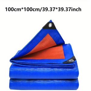 TEMU 내구성 강한 블루 & 오렌지 방수 타프, 강화된 가장자리 PE 소재, 찢어짐 방지, 지붕·캠핑·정원·보트 쉼터용 다목적 야외 사용