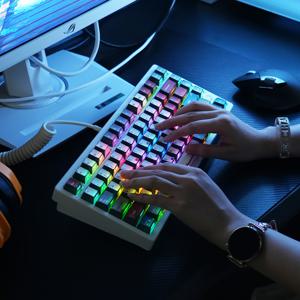 TEMU 137키 애니메이션 스타일 그라데이션 PBT 키캡 세트, 체리 , 사이드 프린팅 투명 레거지, 매끄럽고 오일 방지 질감, 60%, 75%, 100% 레이아웃 호환 가능, MX 스위치 기계식 키보드용, 게이밍 및 오피스 설정에 완벽