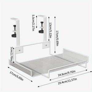 TEMU 라이프 데클레레이션 책상 아래 정리함 & 케이블 관리 시스템 - 헤비듀티 클립온 와이어 선반 및 전원 어댑터 홀더, 휴대용 화이트/블랙 스토리지 랙 - 사무실, 집, 학교용 공간 절약형 데스크탑 정리함 (드릴링 필요 없음)