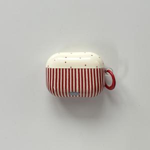 TEMU 스타일리시 레드 도트 패턴 보호 케이스, for AirPods 1, 2, 3, 4 Pro용 레드 링 포함 - 경량 플라스틱, 디자인, 안전한 보관|스타일리시 이어폰 케이스|내구성 있는 플라스틱 케이스