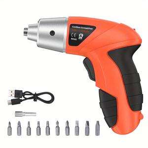 TEMU 13개/46개 충전식 전기 드릴 세트, 오렌지 및 핑크 듀얼 컬러 옵션, LED 조명이 있는 다기능 전동 스크루드라이버, 정밀 전자 제품 수리/가구 조립/홈 DIY용 필수 도구