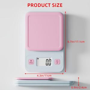TEMU 파스텔 핑크 이온계 - 대용량 디지털 저울, 7단위 변환 (g/oz/lb/ton), 3kg/0.1g 정밀도, 귀여운 주방용 체중계. 보석류·베이킹·가정용. AAA 배터리 사용(별매). 여성과 소녀를 위한 완벽한 선물! 내구성 있는 플라스틱 제작, 컴팩트하고 안정적인 받침대, 쉬운 읽기를 위한 명확한 디스플레이