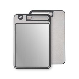 TEMU 1개 스테인리스 스틸 커팅 보드 내장형 숫돌 - 양면 미끄럼 방지 표면, 식품 안전 430 스테인리스 스틸, 고기·채소·과일용 쉬운 청소 주방 도마 - 크리스마스, 추수감사절, 부활절, 성 패트릭 데이 선물, 음식 준비용, 세련된 디자인, 내구성 있는 구조, 가정 요리사, 식사 준비, 현대 주방 용품, 고품질 소재, 전문 셰프를 위한