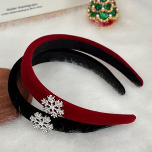 TEMU 1개/2개 2025 크리스마스 새해 레드 벨벳 헤어밴드 스노우플레이크 디자인 - 여성용 우아한 헤어 액세서리, 휴일 축하 및 축제 행사에 완벽함, 헤어 액세서리 | 헤어밴드 | 벨벳 질감, 크리스마스 헤어밴드