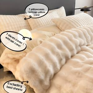 TEMU 3피스 세트 1 밀크 플리스 이불 커버 + 2 베개 커버, 두꺼운 가을과 겨울용 플러시 이불 커버, 벨벳 이불 커버 담요, 편안한 침실 소파 의자 커버 (시트, 이불 코어 및 베개 미포함)|베개커버|이불