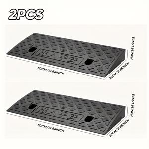 TEMU 2개입 강력 휴대용 차량 경사로 - 텍스처 표면 디자인, 위치 구멍, 삼각형 속도 버퍼, 계단 및 경사면 야외 워킹 매트에 적합, 19.7X8.7X1.96인치 전면 머드 가드