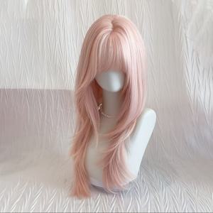 TEMU 26인치 여성용 라이트 핑크 헤어 앞머리 가발, 데일리웨어, 뮤직 페스티벌, 파티, 모임에 적합. 매끄럽고 편안하며 통기성이 뛰어나며 전체 헤드 커버리지 디자인, 특별한 날을 위한 가발,페스티벌 헤어피스,뱅스 가발,매끄러운 헤어피스,편안한 가발,고품질 합성,긴 직모 가발,합성 가발,파티 애호가들