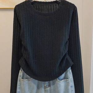 TEMU 여성용 우아한 긴팔 탑 - V넥 튜닉 셔츠, 주름 방지 & 수직 리브드 텍스처, 가을/겨울용 구조적 레이어링 블라우스, 캐주얼에서 포멀까지 연출 가능 (세탁기 사용 가능) - 블랙/진갈색/네이비/그레이/베이지, 여성용 긴팔 상의,여성용 가을 의류