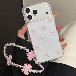 TEMU 귀여운 리본 디자인 폰 케이스, 아이폰 17 에어 16 15 14 11 프로 맥스 7 8 플러스 X XR XS 맥스용 리본 끈 커버 포함, 선물용 및 엄마를 위한 선물