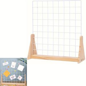 TEMU A-프레임 베이스가 있는 & 메탈 그리드 디스플레이 랙 - 견고한 탁상용 또는 벽걸이 선반, 사각 그리드 패널로 소매점, 공예 박람회, 홈 데코에 적합 - & 내구성 있는 금속 구조 - 예술, 사진, 수공예, 책을 위한 휴대용 그리드 정리대 - 공간 절약형 모던 디자인과 견고한 A-프레임 베이스 & 화이트 그리드 패널