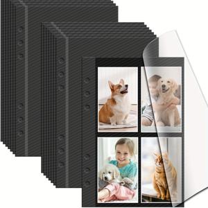 TEMU 리필 가능한 스크랩북 앨범 페이지, 6링 바인더 포함, 15장 자체 접착 시트, 2x3, 4x6, 5x7 사진 호환