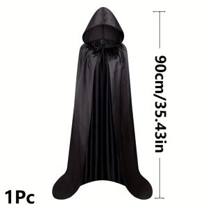 TEMU 1개 우아한 블랙 후드 케이프 - 원단, 깃털 없음, 할로윈, 코스프레 및 테마 파티에 완벽함 | 뱀파이어, 마법사 및 신비한 의상에 이상적, 할로윈 코스튬 액세서리 | 신비한 복장 | 내구성 있는 코스튬 조각, 할로윈 코스튬 액세서리