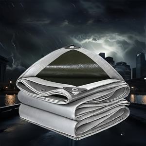 TEMU 델나 이중층 컬러 플라스틱 방수포, 12밀 두께, UV 차단, 찢김 방지, 강화 가장자리, 캠핑 액세서리, 모든 기후 조건에 적합. 지붕, 파티오, 수영장, 보트, 자동차 등 다양한 용도로 이상적