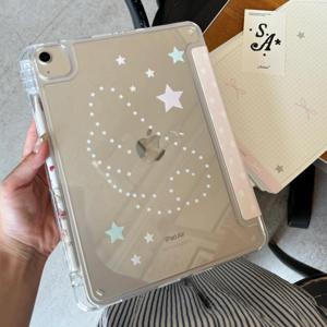 TEMU For iPad 11, 2025 Air 7, 2025.9, Air 4-5, 6, 10.2, Pro 11, 10세대, 9.7, 10.5용 핑크 클래식 물방울 무늬 접이식 컴퓨터 케이스 - 수면 및苏醒, 경량, 스크래치 방지