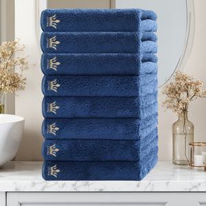 TEMU 8pcs 럭셔리 코랄 플리스 타월 세트 - 골든 크라운 & R 크라운 로고, 플러시 대형 목욕 & 비치 타월 (70x42cm), 멀티컬러 (화이트//민트/오렌지/핑크/네이비) - 부드럽고 털 빠지지 않는 스파 타월, 홈, 풀, 호텔, 크리스마스용|비치타올|수건