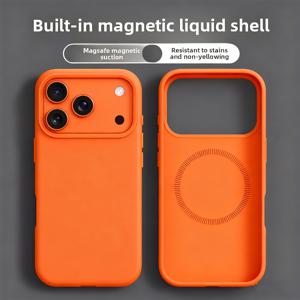 TEMU 아이폰 17 Pro Max, 17 Pro, 17 Air, 17, 16, 16 Pro Max, 16 Plus, 15, 14, 그리고 13용 마그네틱 충격 방지 오렌지 커버. 소프트 범퍼, 마그네틱 폰 케이스, 액세서리 포함 리퀴드 케이스|아이폰케이스