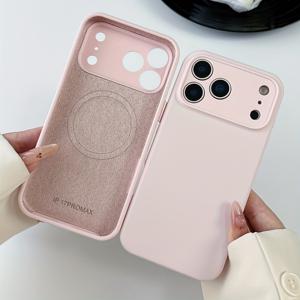 TEMU 아이폰 17 Pro Max, 17 Pro, 17 Air, 17, 16 Plus, 15, 14, 13, 그리고 12 Pro Max와 호환된 액상 실리콘 마그네틱 폰 케이스. 무선 충전에 적합한 부드러운 커버가 특징입니다.|아이폰케이스