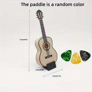 TEMU 픽 홀더가 있는 미니 기타 모델, 창의적인 데스크탑 장식 - 무료 픽 3개 포함