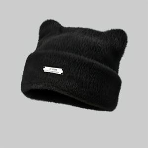 TEMU 겨울용 따뜻한 고양이 귀 모자, 여성용 야외 추위 방지 모자, 손세탁 가능, 단색 - 야외 여행, 데일리 캐주얼, 세탁기 사용 가능, 패션 헤드웨어, 트렌디 액세서리, 통기성 원단, 패션 애호가를 위한 필수 아이템, 사계절 사용 가능, 시즌별 패션,귀여운 동물 귀,스타일리시 헤드웨어,가벼운 소재,아늑한 헤드웨어,캐주얼 웨어러스