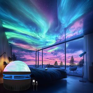 TEMU 북극광 프로젝터 램프 - USB 휴대용 북극광 기계, 침대, 천장 및 탁상용 오로라 프로젝터, ABS 플라스틱 돔 램프 /s 룸, 파티용 (USB, 무선)