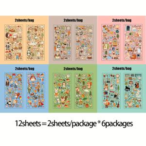 TEMU 6팩 (12장) 글리터 판타지 애니메이션 시트 - 반짝이는 PET 필름 & 종이, 불규칙한 모양, 귀여운 캐릭터로 스크랩북, 다이어리, 휴대폰 케이스 & DIY 공예용 - 일회용 반짝이는 장식