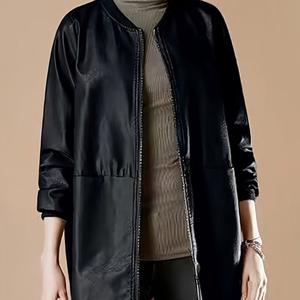 TEMU 여성 봄가을 자켓 루즈핏 하프기장 스타일리쉬하게 매치하기 좋은 소프트 빅포켓 솔리드 디자인 캐주얼 통근 야구복 코트 SLIM GIRL 슬림소녀