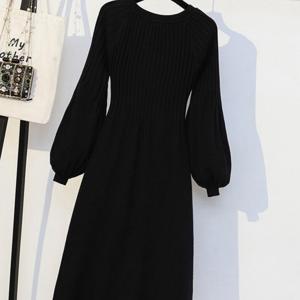 TEMU 150kg 이하 봄가을 신상품 빅사이즈 루즈핏 배 커버 중기장 니트 원피스 여성용 따뜻한 스웨터 드레스