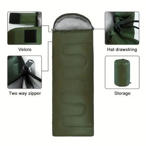 TEMU 성인용 직사각형 합성섬유 침낭-지퍼 로킹, 중공면 충전재가 내장된 1인용 봉투형 캠핑 침낭, 40도 이상부터 편안한 느낌의 폴리에스터 야외 침낭