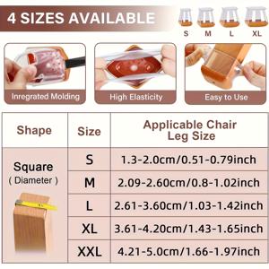 TEMU 8개 투명 펠트 의자 다리 바닥 보호대 - 하드우드 바닥용 스퀘어 가구 패드, 쉬운 슬라이드 디자인, 내구성 및 스크래치 방지, 바스툴 & 의자에 적합, 바닥 스크래치 방지, 스크래치 방지 소재