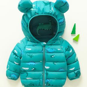 TEMU 소년용 패딩 코트, 동물 프린트 후드, 캐주얼 겨울 신상품, 추운 날씨용 의류,소년용 겨울 의류,스타일리시한 소년 재킷,긴팔 코트