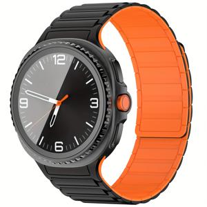 TEMU 고품질 자석형 실리콘 시계줄 - for Samsung Galaxy Watch 8 (40mm, 44mm, Classic 46mm) 호환. 무봉제 조절, 듀얼컬러 디자인, 커플용으로 세련된 사이즈로 내구성과 땀방지 기능