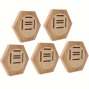 TEMU 5개 갈색 육각형 나무 메달 걸이 - 3D 속이 빈 벽걸이형 장식 디스플레이 랙 (메달 & 배지용), 스포츠용 우아한 디자인의 튼튼한 나무 정리함