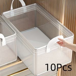 TEMU 10개 접이식 보관 상자 - 집, 주방, 옷장 및 속옷 정리함을 위한 공간 절약형 바지 및 티셔츠 스태킹 랙|이불|티셔츠