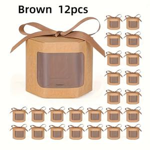 TEMU 12개 선물 상자 디스플레이 창문 포함, 뚜껑이 있는 육각형 종이 상자, 선물, 수공예, 결혼식, 생일 선물 상자, 포장 상자, 파티 선물, 생일 장식, 결혼식 장식, 크리스마스, 할로윈에 적합