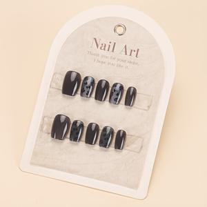 TEMU 10개 프레스온 네일, 짧은 오발 네일, 갈색 및 검은색 고양이 눈 프린트, 광택 있는 마무리, 여성 및 남성용 풀 커버 인공 네일, 패션 및 멋진 네일 아트, 네일 아트 용품|네일|네일아트|네일재료