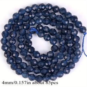 TEMU 뜨거운 2 3 4mm 천연 면상 청색 사파이어 보석 비즈, DIY 롱 체인 팔찌 귀걸이 주얼리 액세서리용 면상 컷 코너