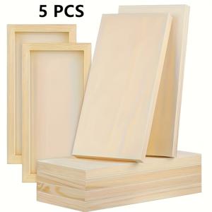 TEMU 5개입 0.8인치 두께의 천연 나무 무늬 캔버스 아트 패널 - DIY 공예, 예술가 및 홈 데코용 내구성 있는 고품질 목재 아트 보드, 2D & 3D 프로젝트용, 매끄러운 질감, 디자인, 핸드메이드 우드, 창의적인 전문가를 위한 2D 아트 프로젝트, 디자인, 공예 애호가를 위한 목재 공예 재료