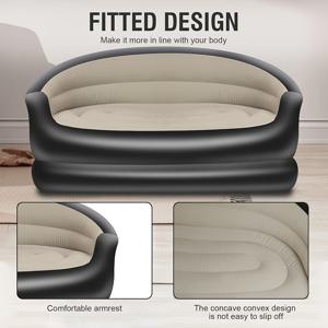 TEMU 휴대용 풍선 소파 침대 - 내장된 팔걸이, 접이식 디자인 및 캠핑, 뒷마당, 여행용 휴대용 가방 - 내구성 있는 직사각형 에어 매트리스 (2인용 용량), 풍선 소파, 뒷마당 휴식, 소형 가구, 간편 보관, 가족 휴식