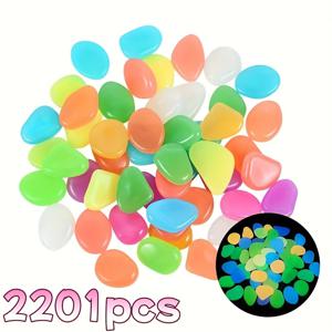 TEMU 2201개 빛나는 밤에 빛나는 돌 - 색다른, 재사용 가능한 정원 장식, 조경, 결혼식, 파티, 축제 및 수족관용 - 야외 및 실내 사용, 파티 장식 | 빛나는 돌 | 플라스틱 돌, 정원 장식