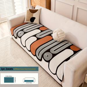 TEMU 1개 스타일, 패셔너블 대비 벨벳 소파 커버, 사계절 사용 가능, 반려동물 친화적, 침실·거실·사무실 및 홈 데코에 이상적인 선택|쇼파커버|3인용쇼파